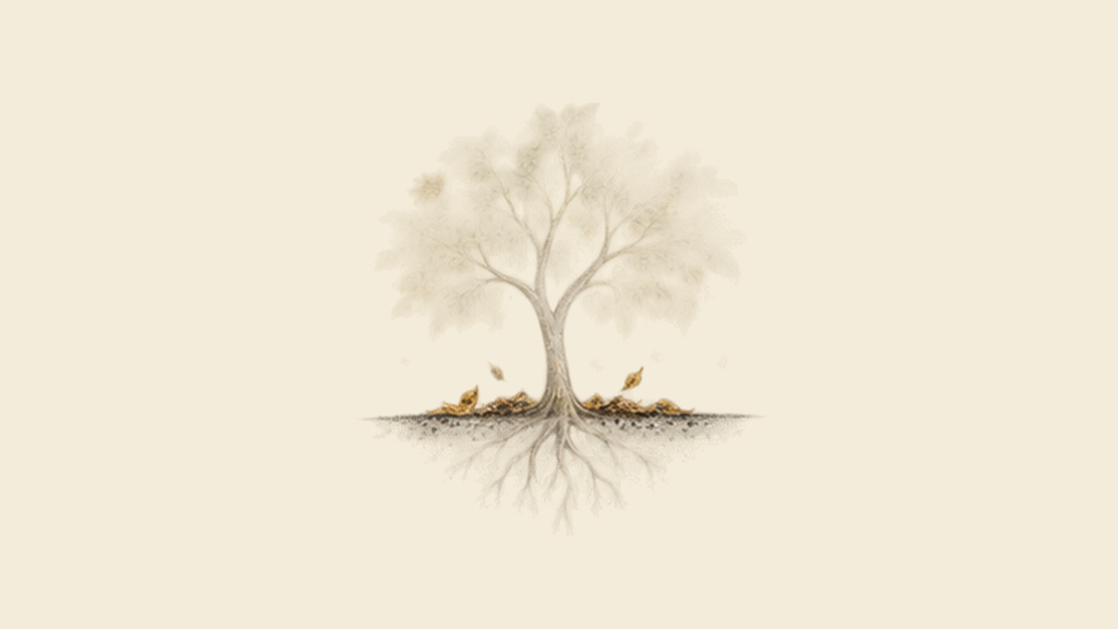 The plant and roots become erased memory in the same beat.